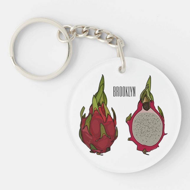 Dragon fruit cartoon illustration  keychain (Front)