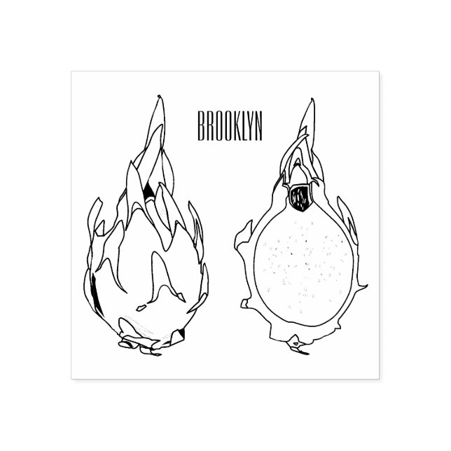 Dragon fruit cartoon illustration rubber stamp (Imprint)