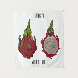 Dragon fruit cartoon illustration tapestry