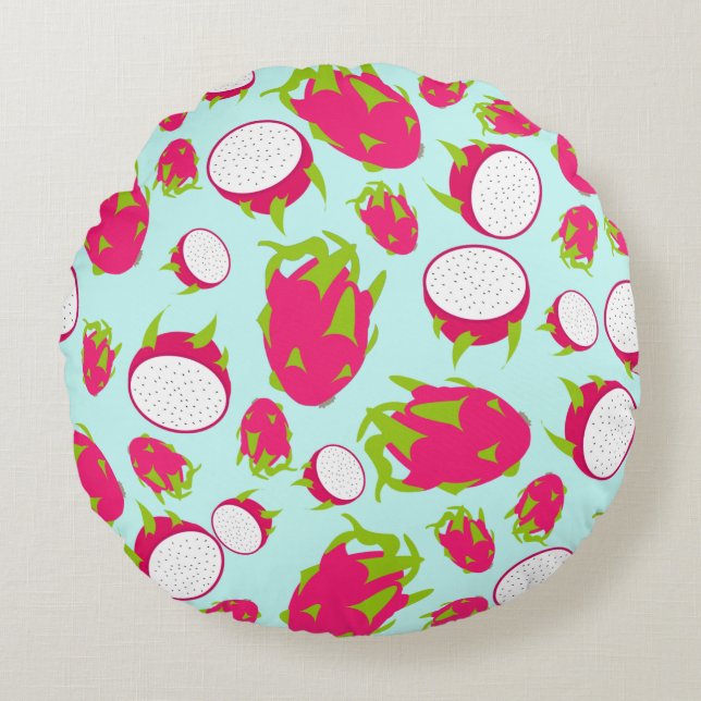 Dragon Fruit Pattern Round Pillow (Front)
