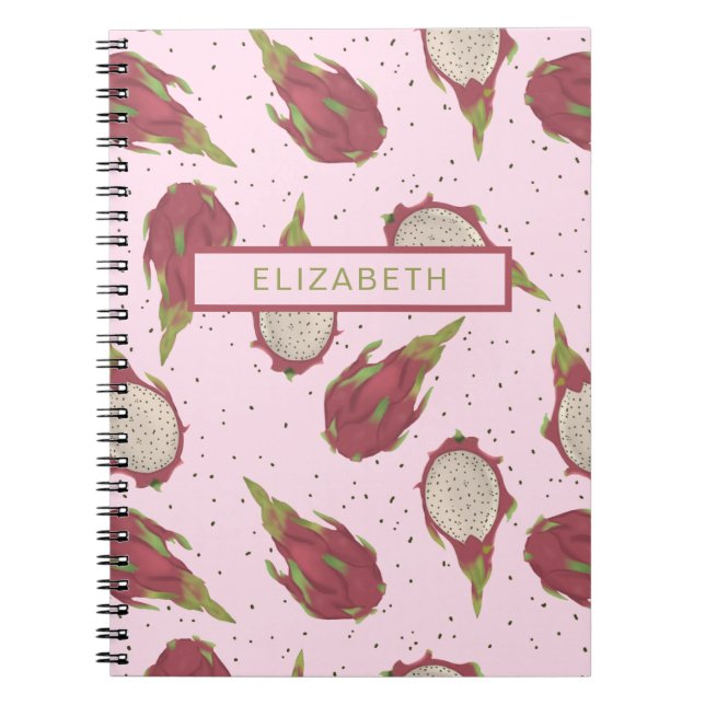Dragon Fruit Pattern Tropical Personalized Custom Notebook (Front)