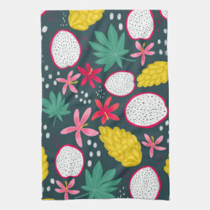 Dragon fruit tropical fleurs serviette de cuisine
