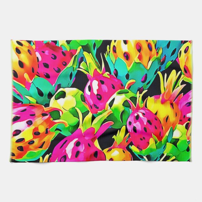 Dragon Fruit Vivid Pattern Kitchen Towel (Horizontal)