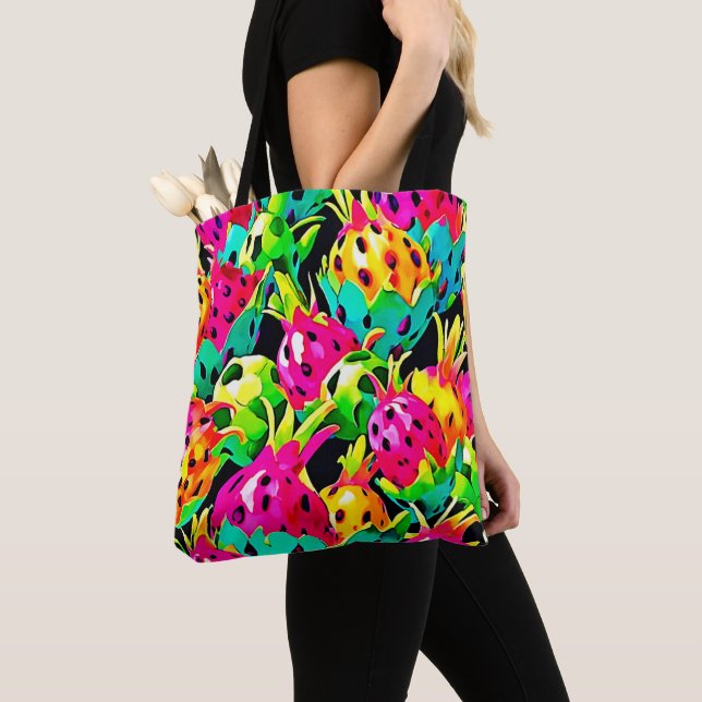 Dragon Fruit Vivid Pattern Tote Bag (Close Up)