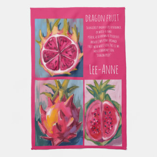 Dragon Fruit watercolor on textured background Kitchen Towel