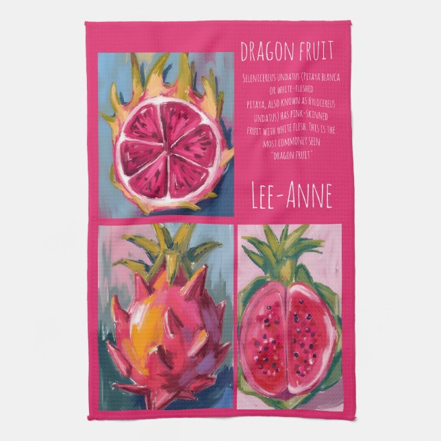 Dragon Fruit watercolor on textured background Kitchen Towel (Vertical)