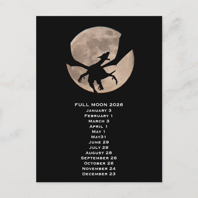 Dragon Full Moon   Phases 2026 Postcard (Front)