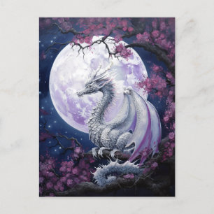Dragon Full Moon Purple Fantasy Art Postcard