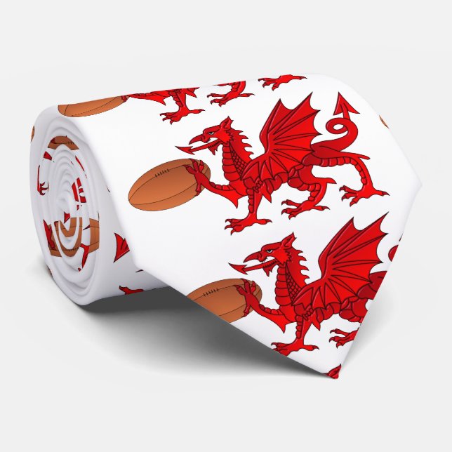 Dragon gallois avec Cravate de rugby à balles (Roulé)