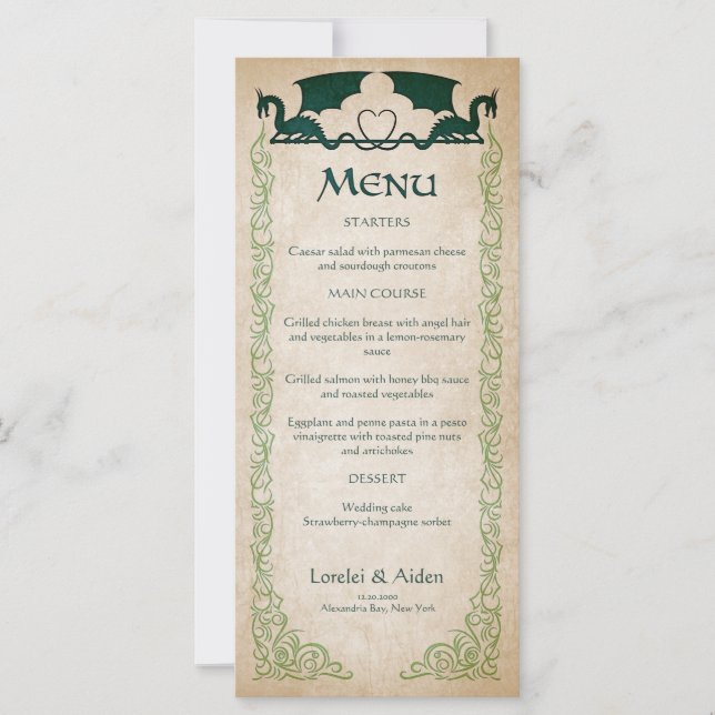 Dragon Gamer Fantasy Menu (Front)