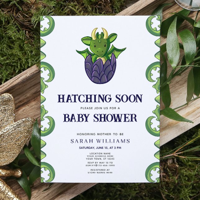 Dragon Gender Neutral Hatching Soon Baby Shower Invitation (Baby Shower Invitation)