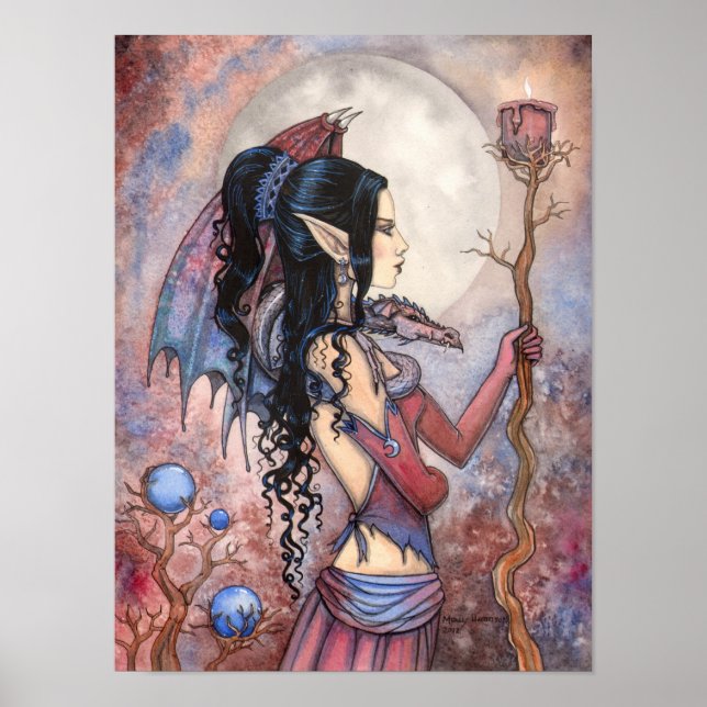 DRagon Girl Gothic Fantasy Art by Molly Harrison Poster (Front)