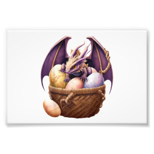 Dragon Girl Lover Collecting Easter Eggs - Kids Cu Photo Print
