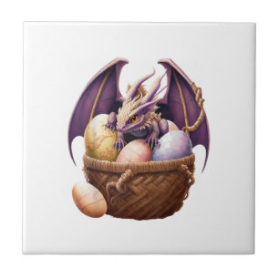 Dragon Girl Lover Collecting Easter Eggs - Kids Cu Tile