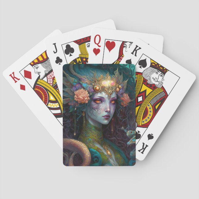 Dragon Goddess Queen Fantasy Art Playing Cards (Back)