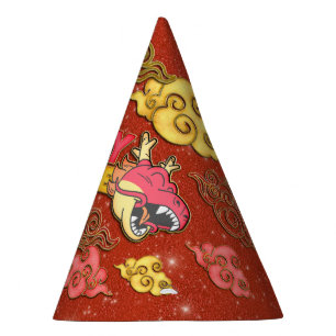 Dragon Gold Auspicious Clouds Chinese New Year Party Hat