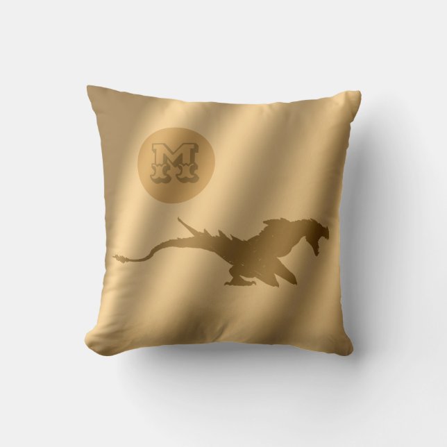 Dragon Gold Luxury Monogram Throw Pillow (Front)