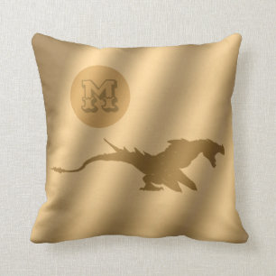Dragon Gold Luxury Monogram Throw Pillow