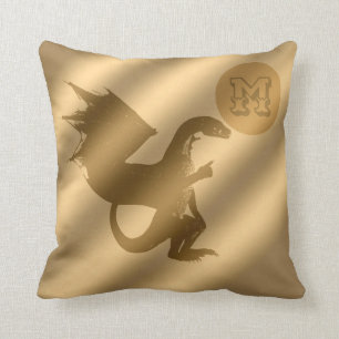 Dragon Gold Luxury Monogram Throw Pillow
