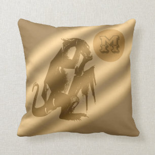 Dragon Gold Luxury Monogram Throw Pillow