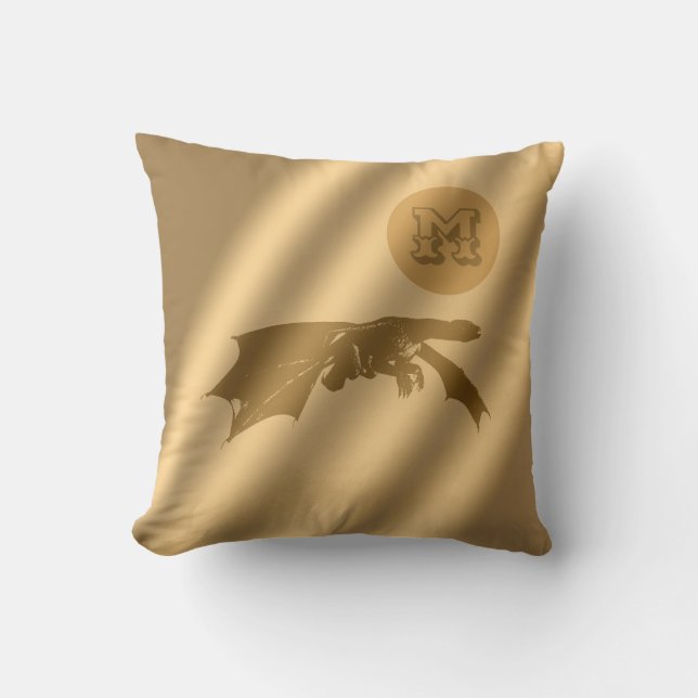 Dragon Gold Luxury Monogram Throw Pillow (Front)