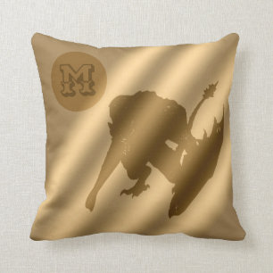 Dragon Gold Luxury Monogram Throw Pillow