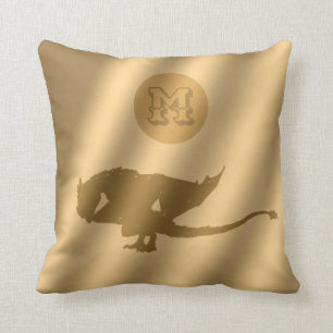 Dragon Gold Luxury Monogram Throw Pillow