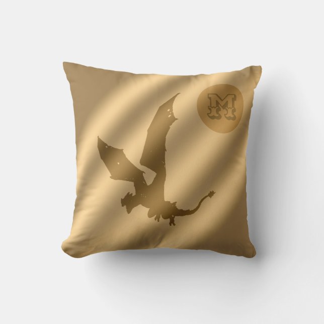 Dragon Gold Luxury Monogram Throw Pillow (Front)