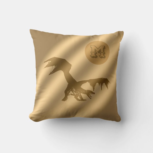 Dragon Gold Luxury Monogram Throw Pillow (Front)