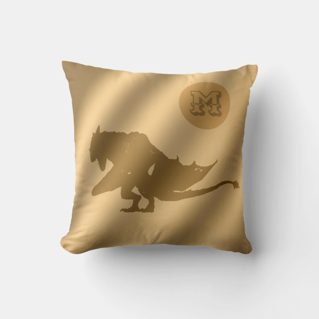 Dragon Gold Luxury Monogram Throw Pillow (Front)