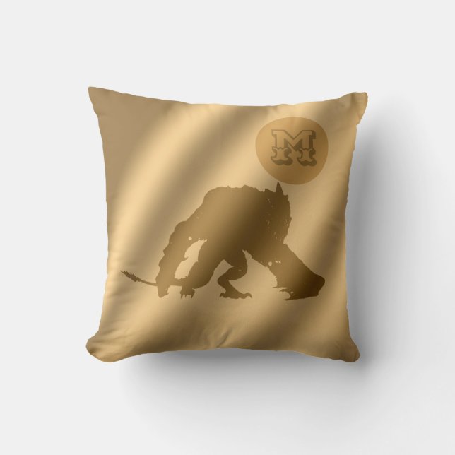 Dragon Gold Luxury Monogram Throw Pillow (Front)