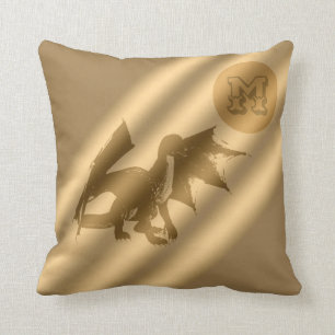 Dragon Gold Luxury Monogram Throw Pillow