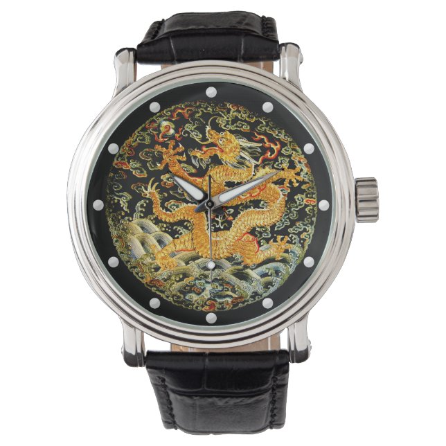 Dragon golden Chinese Qing dynasty embroidery Watch (Front)