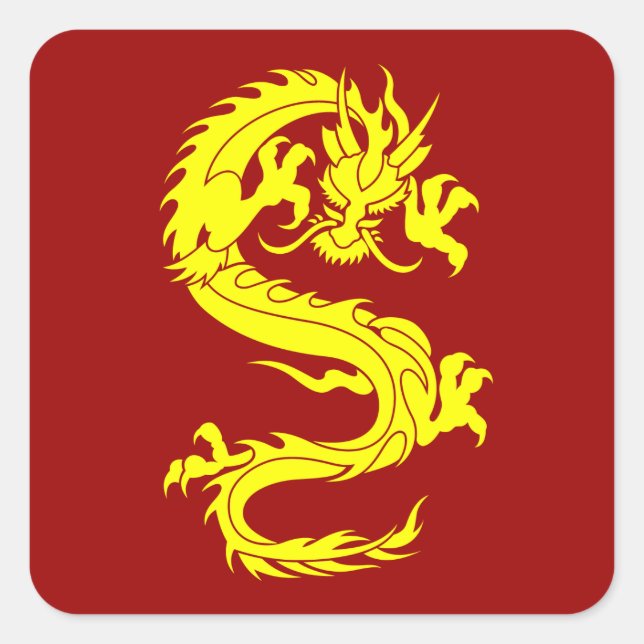 dragon golden square sticker (Front)