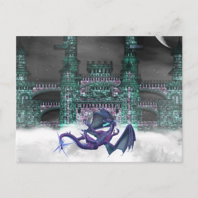 Dragon Guarding Castle  Postcard (Front)