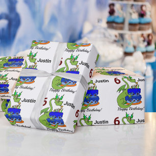 Dragon Happy Birthday Boy's Personalize Gift Wrapping Paper