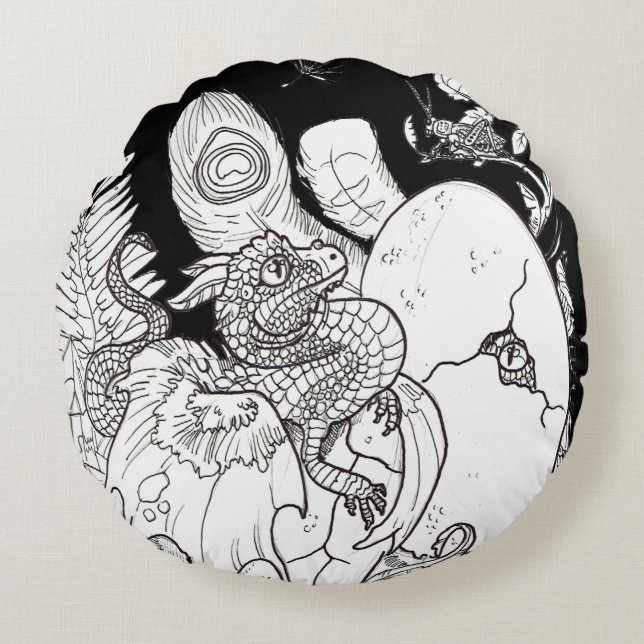 Dragon Hatchlings Round Pillow (Front)