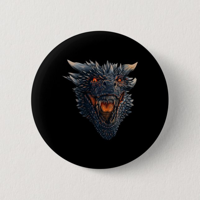 Dragon Head About To Blow Fire On His Enemies  2 Inch Round Button (Front)