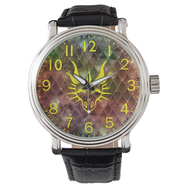  Dragon Head & Colourful Dragon Scales Watch (Front)