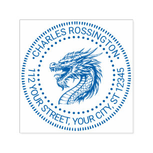Dragon Head Drawing Name Return Address Self-inking Stamp