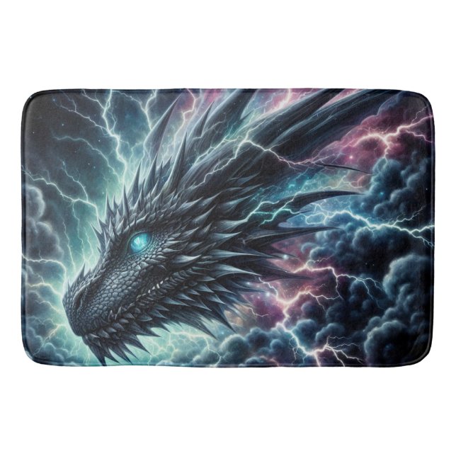 Dragon Head in a Thunderstorm with Lightning Bath Mat (Front)