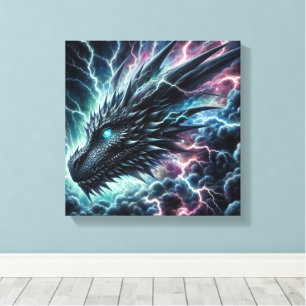 Dragon Head in a Thunderstorm with Lightning Canvas Print
