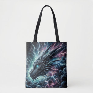 Dragon Head in a Thunderstorm with Lightning Tote Bag