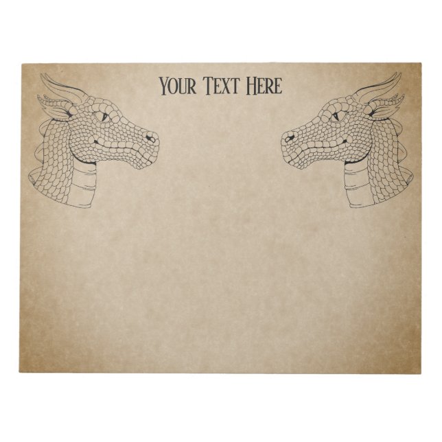 Dragon Head in Profile B&W Notepad (Front)