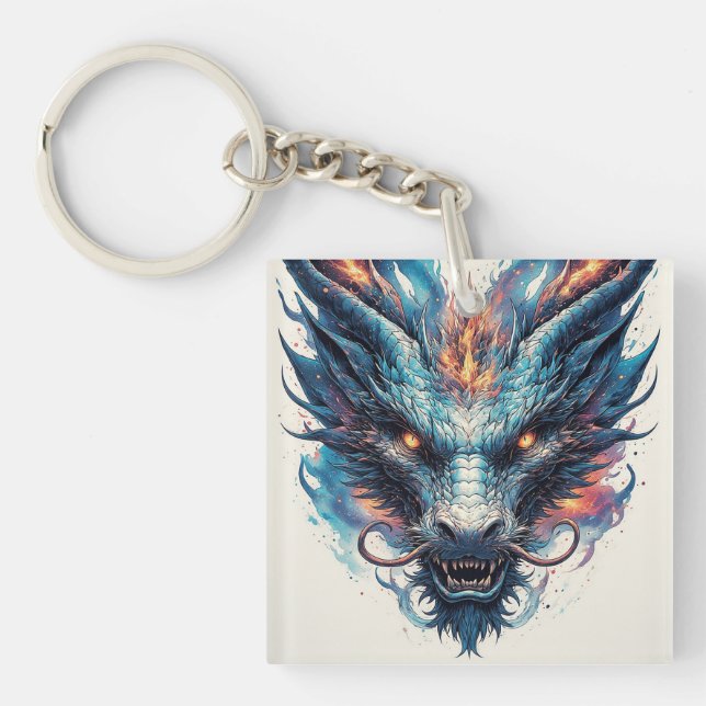 Dragon Head With Fierce Eyes Keychain (Front)