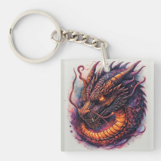 Dragon Head With Fierce Eyes Keychain (Front)