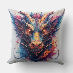 Dragon Head With Fierce Eyes Throw Pillow