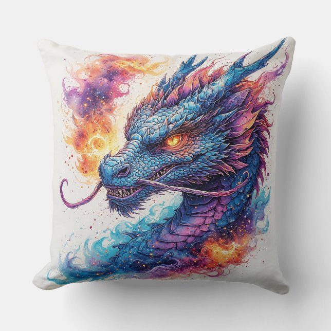 Dragon Head With Fierce Eyes Throw Pillow (Front)