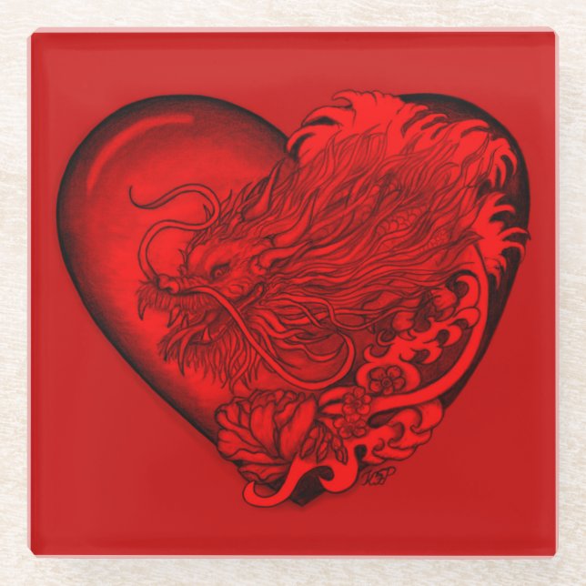 Dragon Heart Glass Coaster (Front)