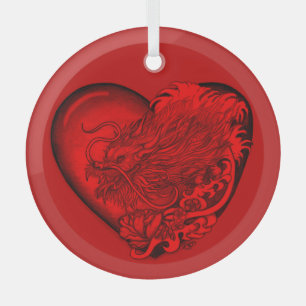 Dragon Heart Glass Ornament